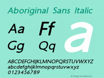 Aboriginal Sans Italic Version 9.601图片样张