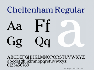 Cheltenham Regular Altsys Fontographer 3.5  11/25/92 Font Sample