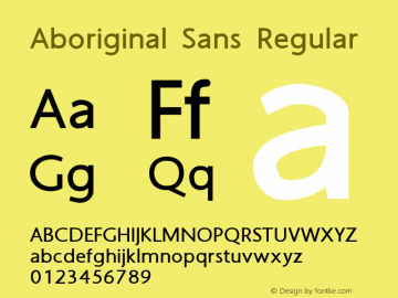 Aboriginal Sans Regular Version 9.390 Font Sample