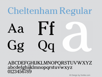 Cheltenham Regular Altsys Fontographer 3.5  11/6/92 Font Sample