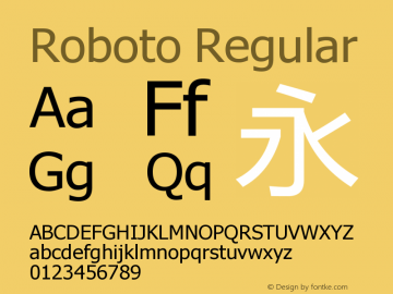 Roboto Regular Version 1.00000; 2011图片样张
