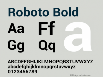 Roboto Bold Version 1.00000; 2011; Build 20120828图片样张