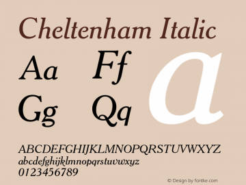Cheltenham Italic 2.0-1.0 Font Sample