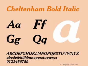 Cheltenham Bold Italic 003.001 Font Sample