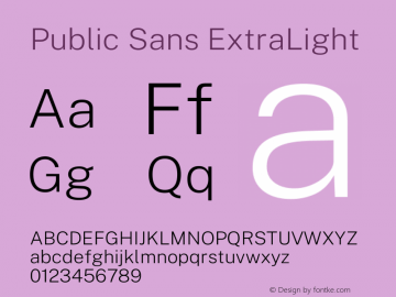 Public Sans ExtraLight Version 2.001图片样张