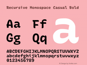 Recursive Monospace Casual Bold Version 1.078图片样张