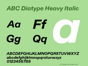 ABC Diatype Heavy Italic Version 1.500图片样张