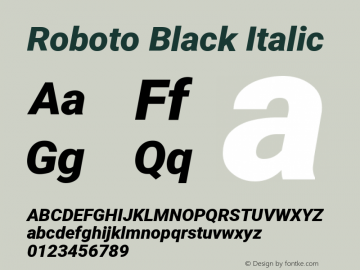 Roboto Black Italic Version 2.138; 2017; build 20171023图片样张