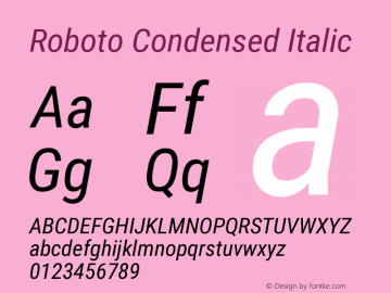 Roboto Condensed Italic Version 2.138; 2017; build 20171023图片样张