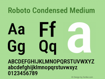 Roboto Condensed Medium Version 2.138; 2017; build 20171023图片样张