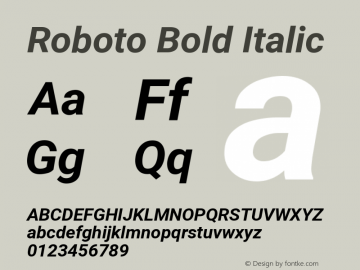 Roboto Bold Italic Version 2.132; 2016; build 20160902图片样张