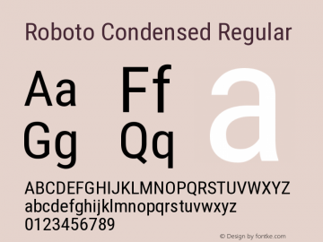 Roboto Condensed Version 2.132; 2016; build 20160808图片样张