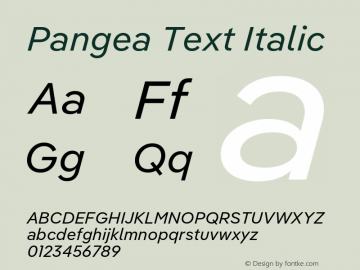 Pangea Text Italic Version 1.003图片样张