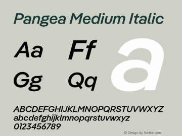 Pangea Medium Italic Version 1.003图片样张