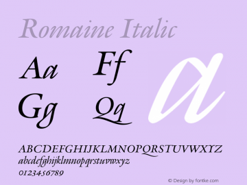 Romaine Italic Version 1.001图片样张