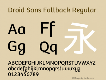 Droid Sans Fallback Version 2.00c; (DroidSansFallbackFull, CHN_google_Sansung); 20140122图片样张