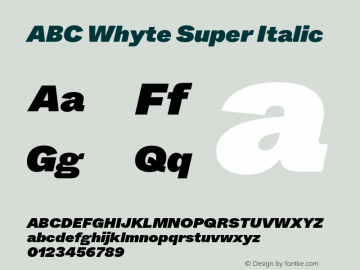 ABCWhyte-SuperItalic Version 1.200图片样张