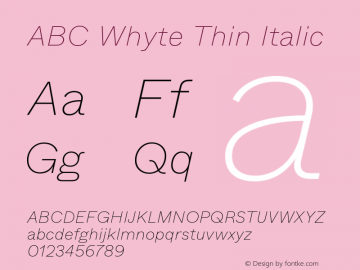 ABCWhyte-ThinItalic Version 1.200图片样张