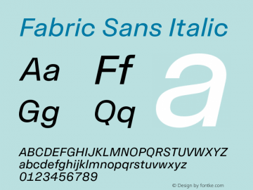 FabricSans-Italic Version 1.000图片样张