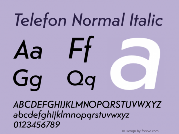 Telefon Normal Italic Version 2.000;PS 1.000;hotconv 1.0.88;makeotf.lib2.5.647800图片样张