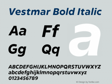 Vestmar Bold Italic Version 1.000图片样张