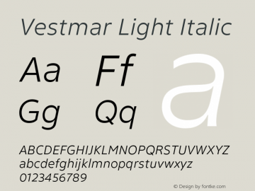 Vestmar Light Italic Version 1.000图片样张