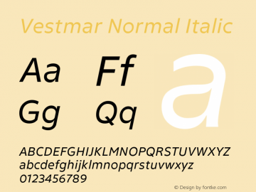 Vestmar Normal Italic Version 1.000图片样张