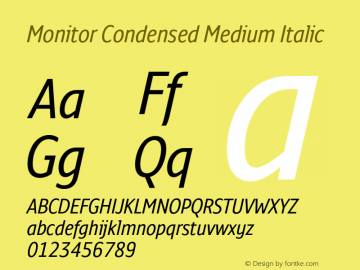 MonitorCondensed-MediumItalic Version 3.001图片样张