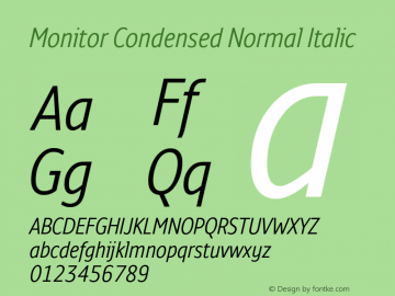 MonitorCondensed-NormalItalic Version 3.001图片样张