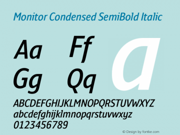 MonitorCondensed-SemiBoldItalic Version 3.001图片样张