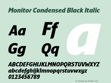 Monitor Condensed Black Italic Version 3.001图片样张