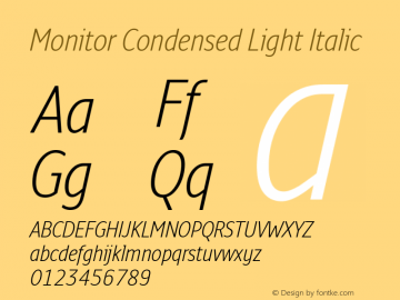 Monitor Condensed Light Italic Version 3.001图片样张