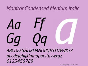 Monitor Condensed Medium Italic Version 3.001图片样张