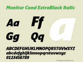 Monitor Cond ExtraBlack Italic Version 3.001图片样张