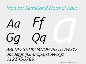 Monitor SemiCond Normal Italic Version 3.001图片样张