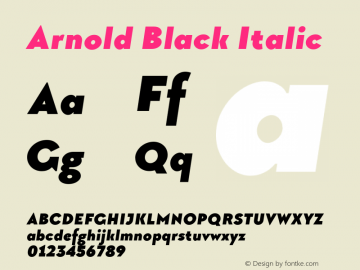 Arnold Black Italic Version 1.00 April 30, 2017, initial release图片样张