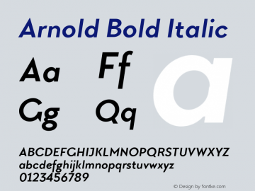 Arnold Bold Italic Version 1.00 April 30, 2017, initial release图片样张