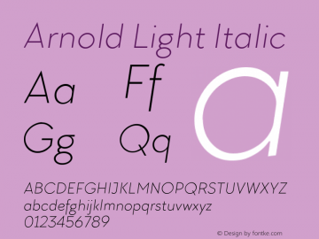 Arnold Light Italic Version 1.00 April 30, 2017, initial release图片样张