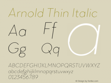 Arnold Thin Italic Version 1.00 April 30, 2017, initial release图片样张