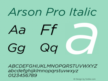 Arson Pro Italic Version 1.001 October 16, 2017图片样张