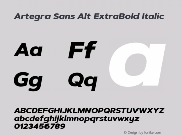 ArtegraSansAlt-ExtBdIta Version 1.00;com.myfonts.easy.artegra.artegra-sans.alt-extrabold-italic.wfkit2.version.4KoA图片样张