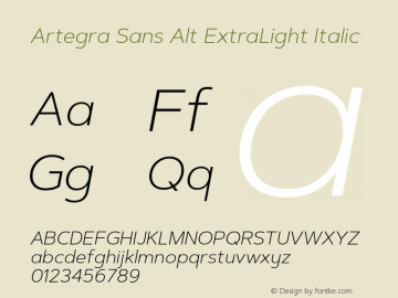 ArtegraSansAlt-ExtLtIta Version 1.00;com.myfonts.easy.artegra.artegra-sans.alt-extralight-italic.wfkit2.version.4KoZ图片样张