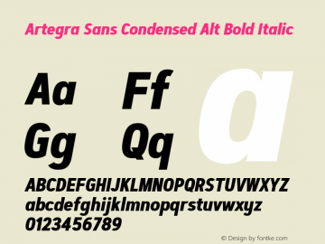 ArtegraSansCondensedAlt-BdIt Version 1.00;com.myfonts.easy.artegra.artegra-sans.alt-cond-bold-italic.wfkit2.version.4KmP图片样张