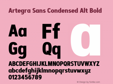 ArtegraSansCondensedAlt-Bold Version 1.00;com.myfonts.easy.artegra.artegra-sans.alt-cond-bold.wfkit2.version.4Knu图片样张