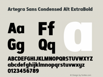 ArtegraSansCondensedAlt-ExtBd Version 1.00;com.myfonts.easy.artegra.artegra-sans.alt-cond-extrabold.wfkit2.version.4Knw图片样张