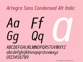 ArtegraSansCondensedAlt-Ita Version 1.00;com.myfonts.easy.artegra.artegra-sans.alt-cond-regular-italic.wfkit2.version.4KnW图片样张