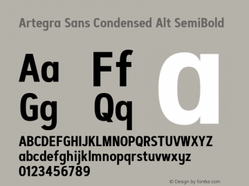 ArtegraSansCondensedAlt-SemBd Version 1.00;com.myfonts.easy.artegra.artegra-sans.alt-cond-semibold.wfkit2.version.4Kqu图片样张