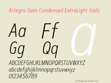 ArtegraSansCondensed-ExtLtIta Version 1.00;com.myfonts.easy.artegra.artegra-sans.cond-extralight-italic.wfkit2.version.4Knb图片样张