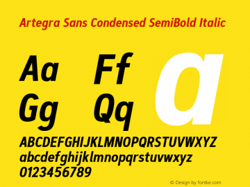 ArtegraSansCondensed-SemBdIta Version 1.00;com.myfonts.easy.artegra.artegra-sans.cond-semibold-italic.wfkit2.version.4Kqk图片样张