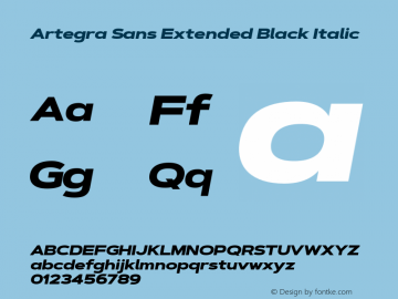 ArtegraSansExtended-BlackIta Version 1.00;com.myfonts.easy.artegra.artegra-sans.extend-black-italic.wfkit2.version.4Kqp图片样张